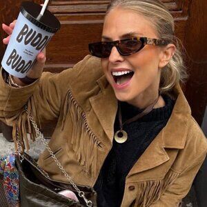 Miu Miu MU07ZS VAU06B Sunglasses Honey Havana Geometric Frame